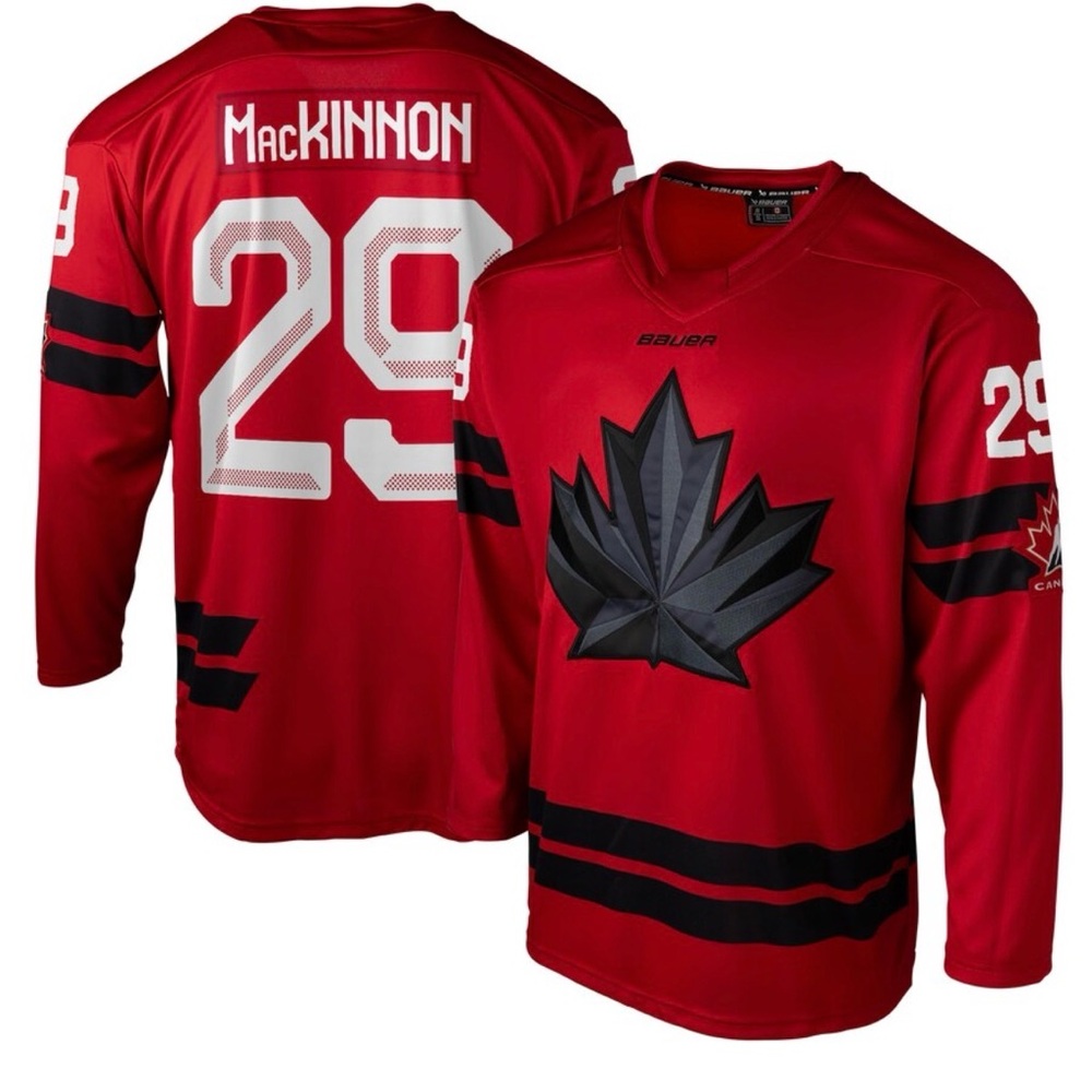 Nathan MacKinnon Team Canada 2026 Olympic Bauer Black and Red Men's Jersey